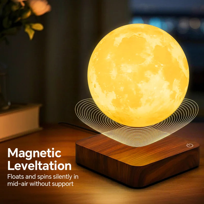 Magnetic Floating Rotating Moon Lamp - Wooden Base