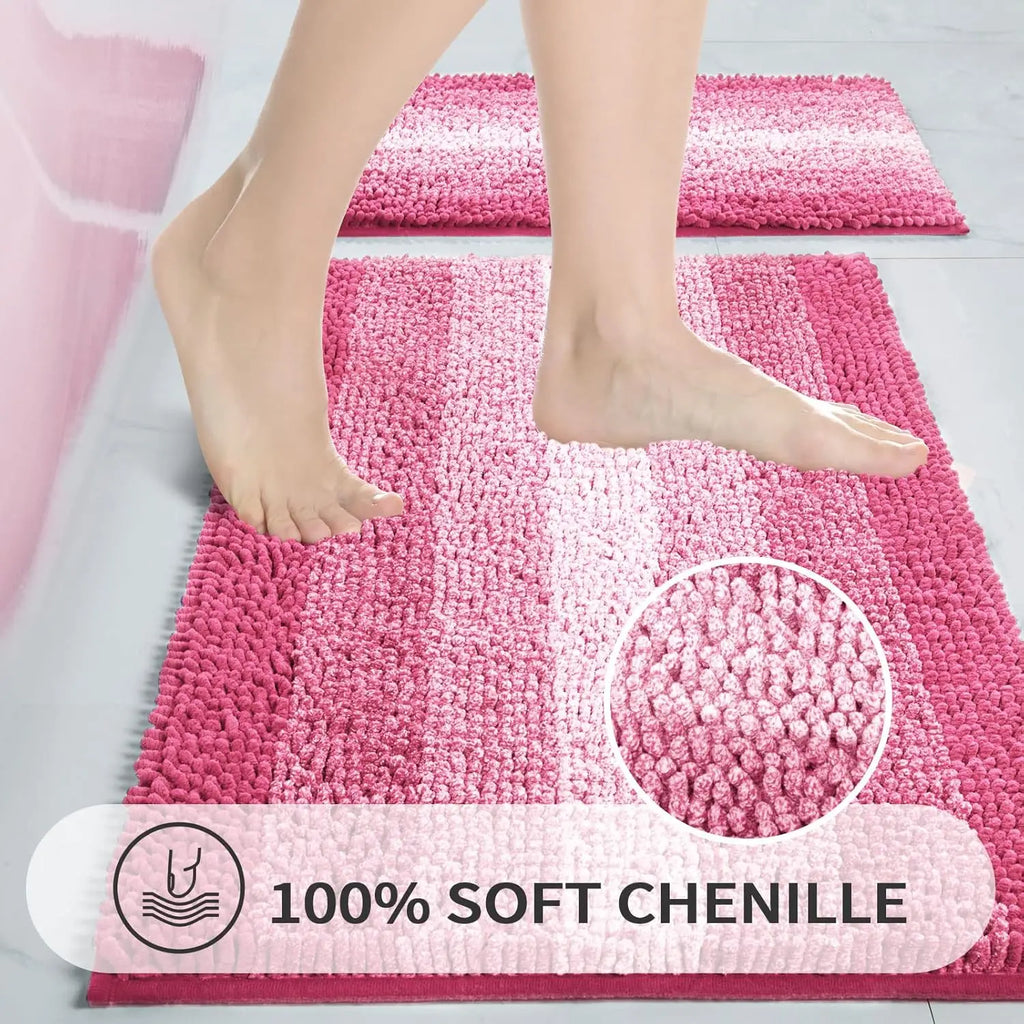 2 Piece Pink Bathroom Rug Set