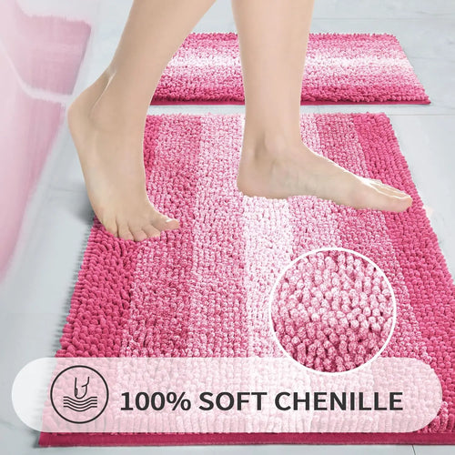 2 Piece Pink Bathroom Rug Set
