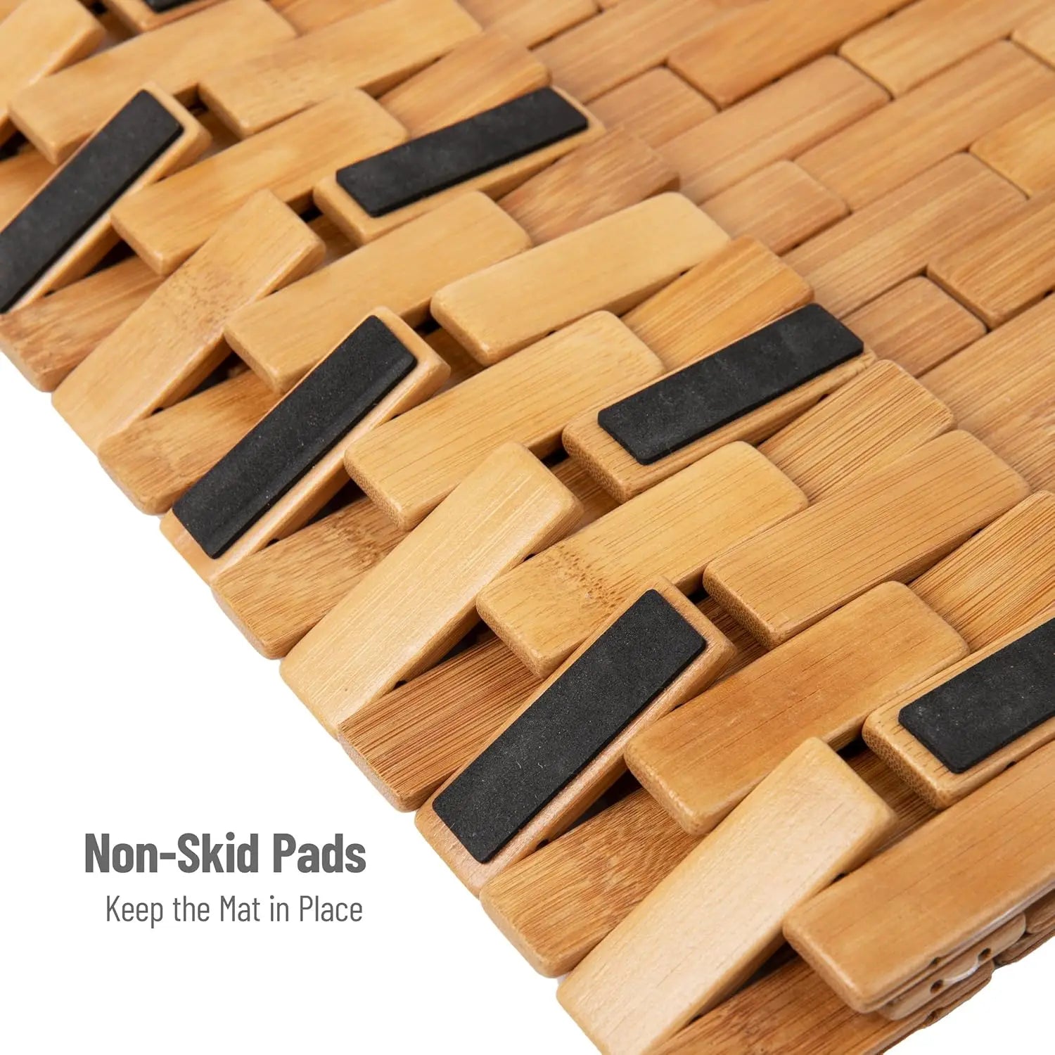 Bamboo Bath Mat - Non-Slip Rubber Bottom