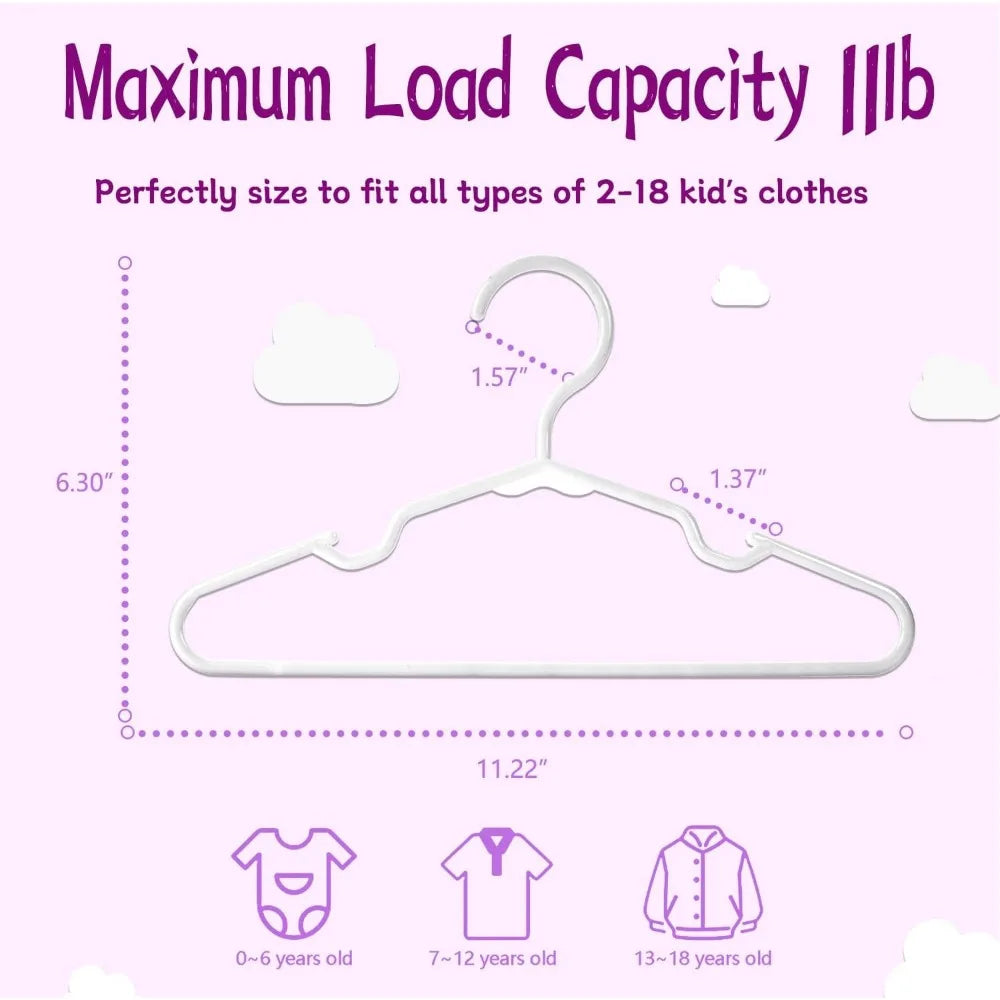 100 Pack White Kids Hangers