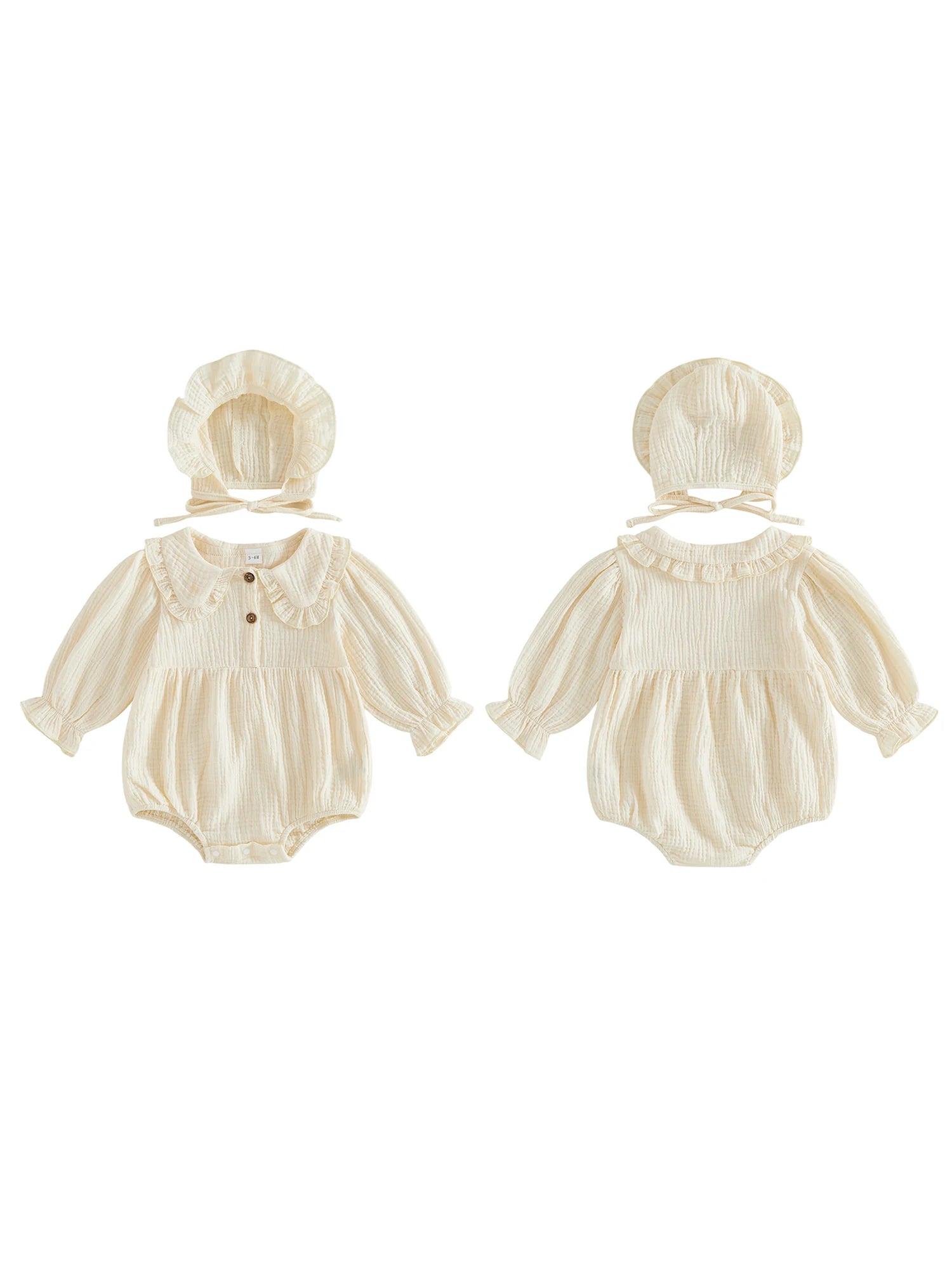 Infant Linen Romper Set with Hat