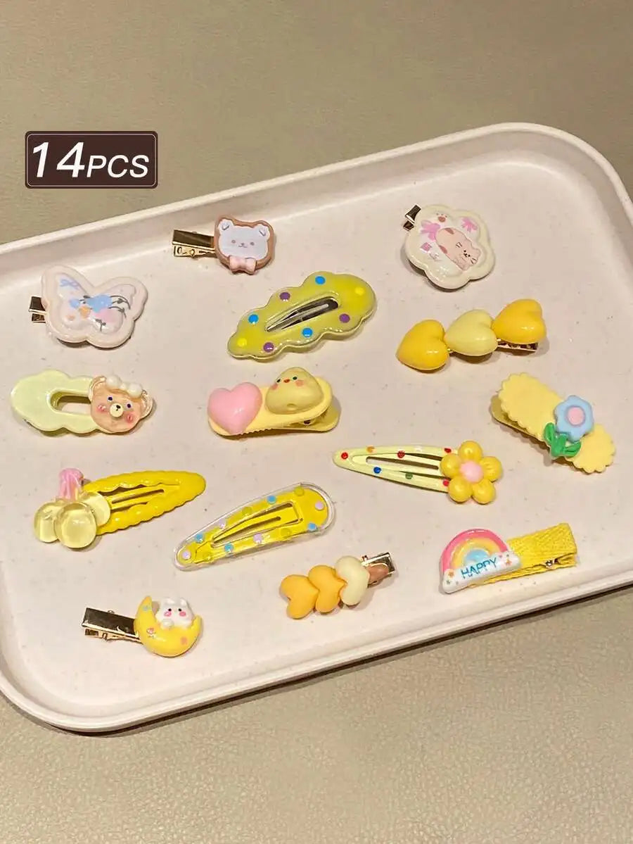 14Pcs Yellow Barrettes