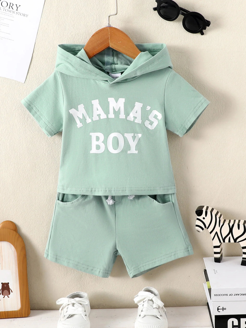 Boys Hooded Short Sleeve Shorts Beach Vacation