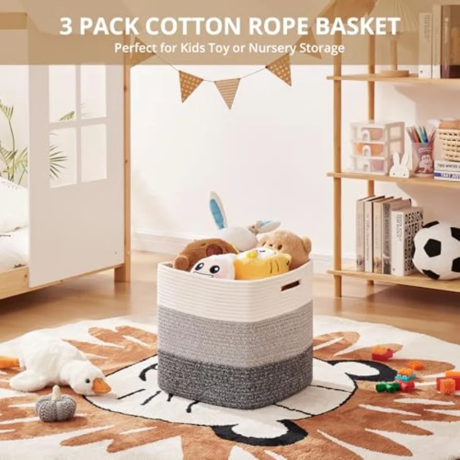 3-Pack Cotton Rope Woven Baskets