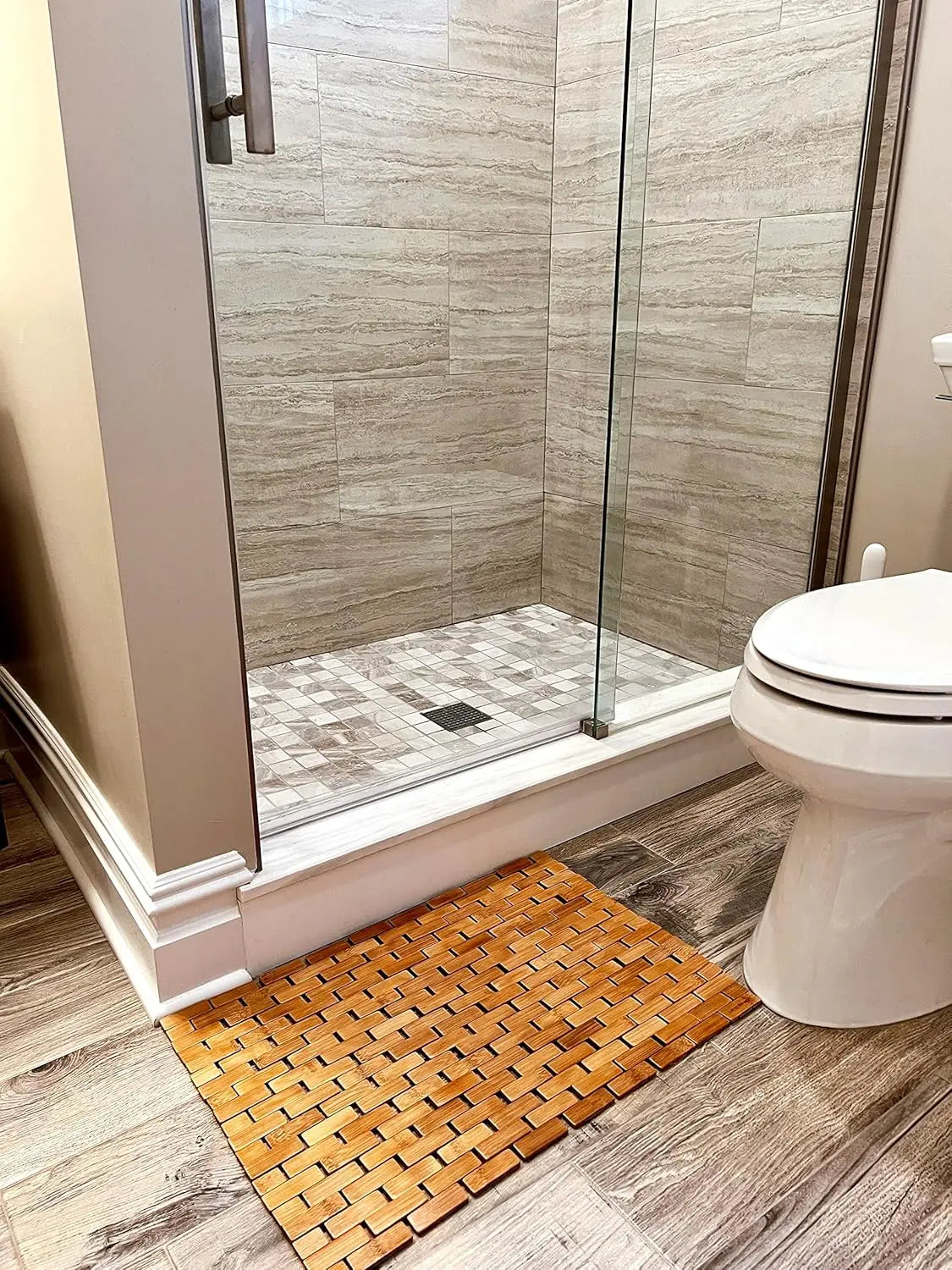 Bamboo Bath Mat - Non-Slip Rubber Bottom