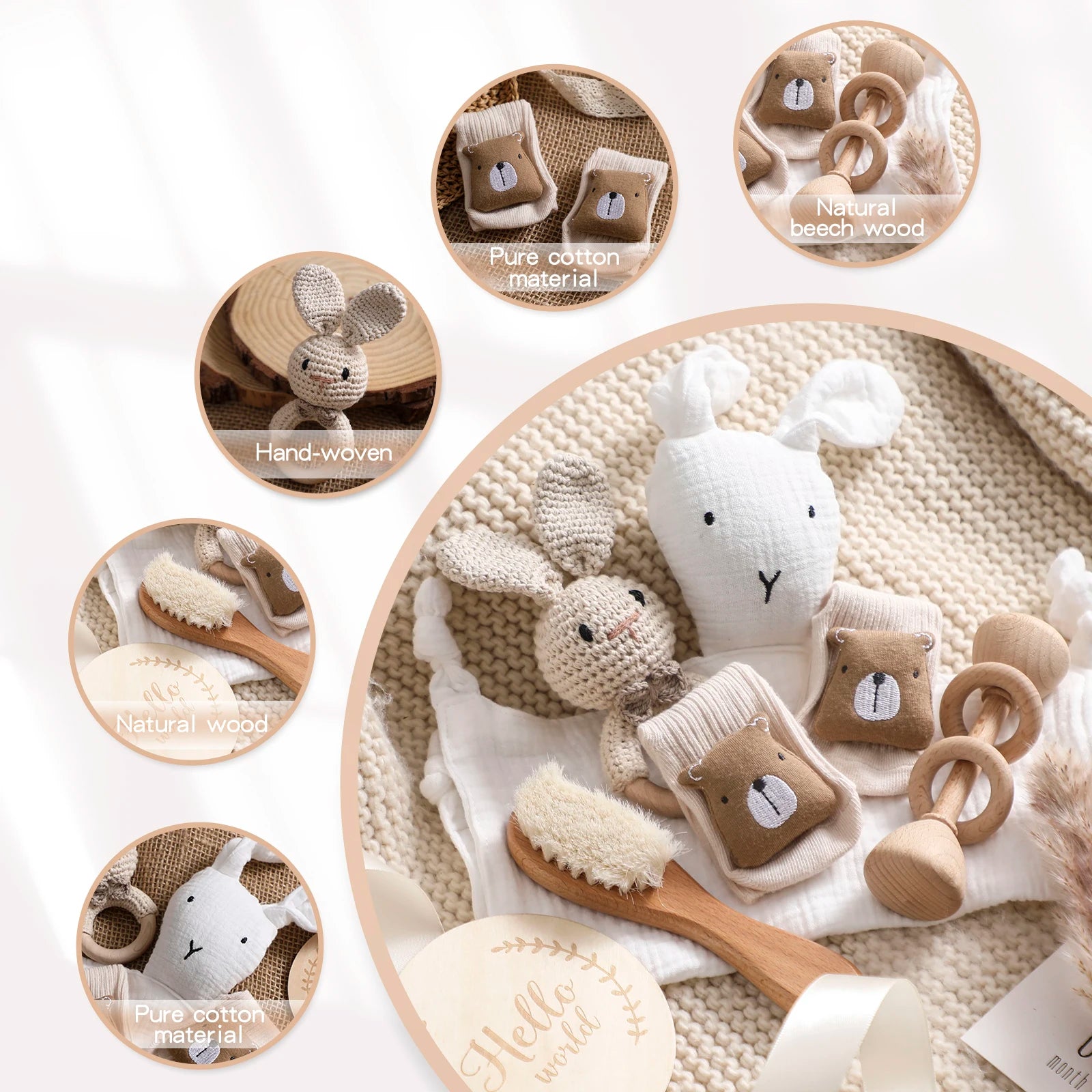 Baby Cotton Blanket 7PCS Newborn Bath Set