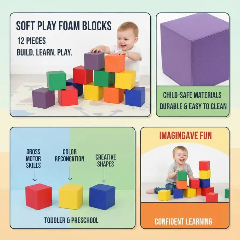 12 Piece Soft Play Foam Blocks
