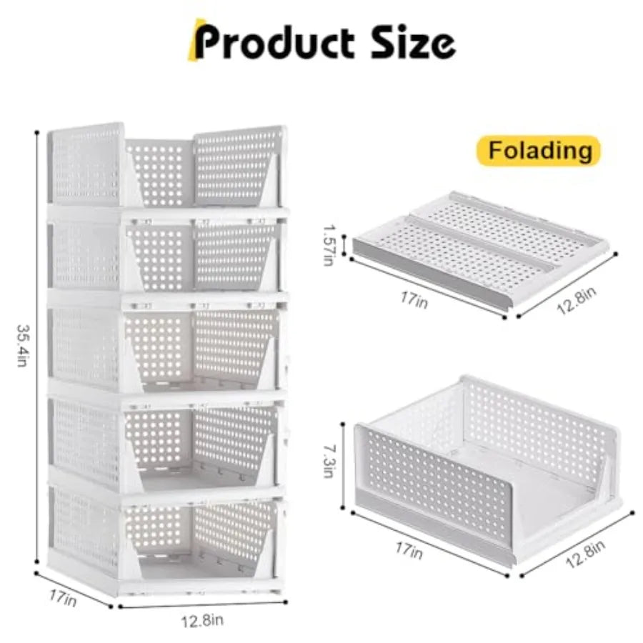 5 Pack Stackable Closet Storage
