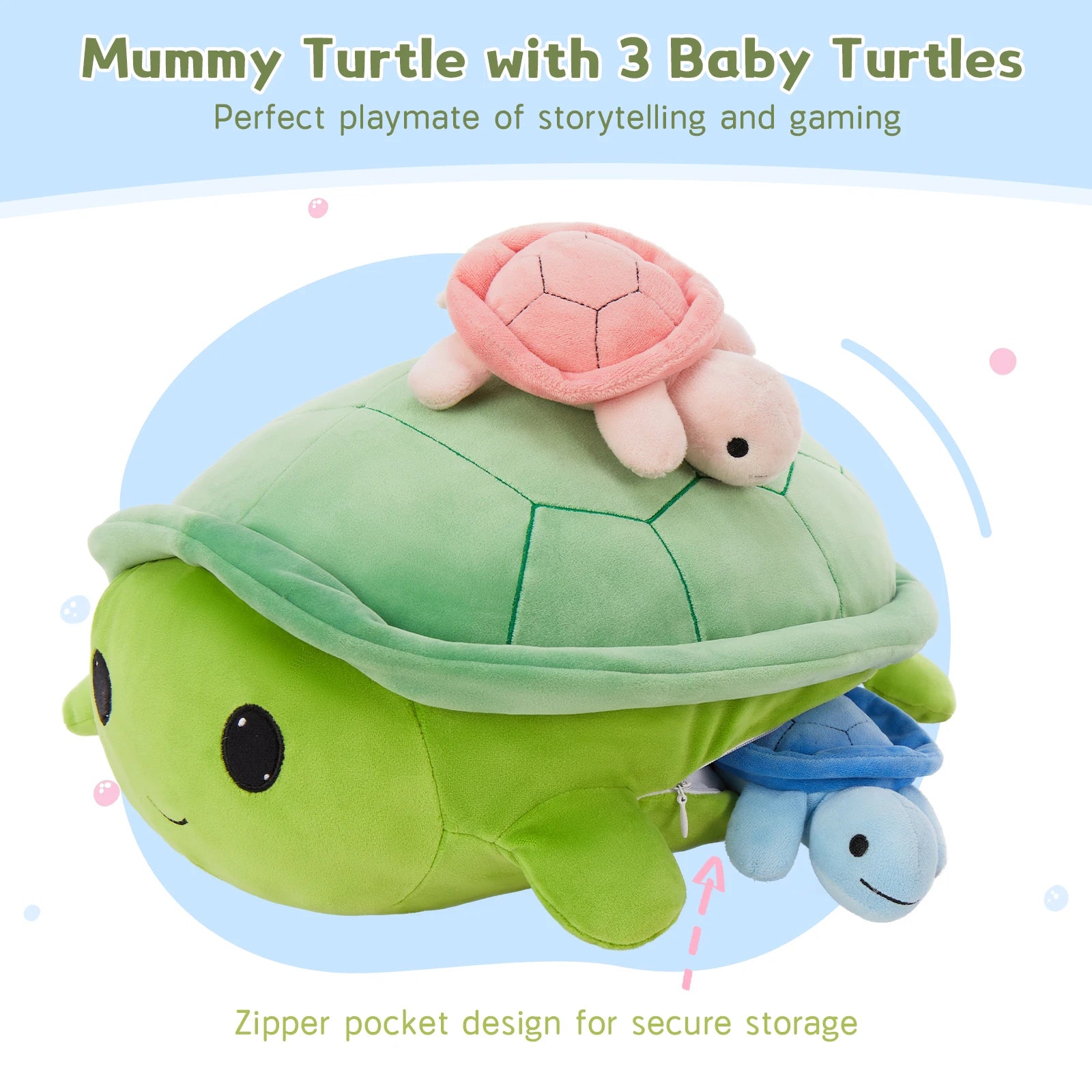 Stuffed Soft Turtle with 3 Baby Turtles