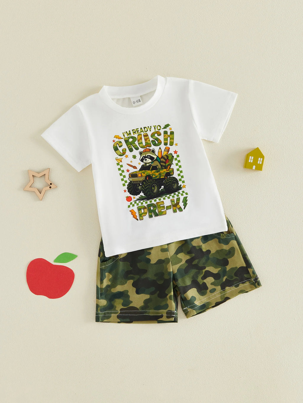 Monster Truck Raccoon T-Shirt + Shorts Set