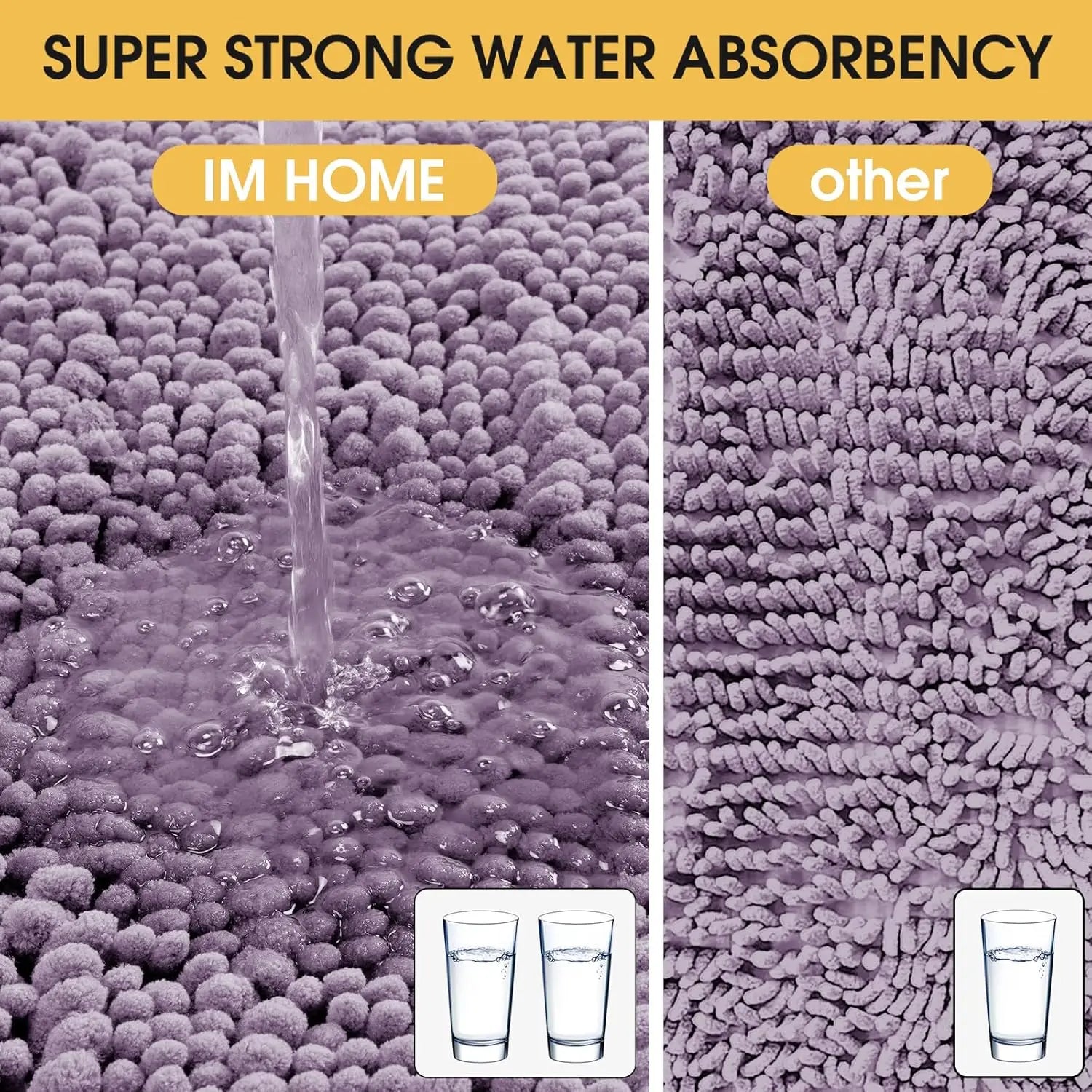 3-Piece Extra Large Lavender Bathroom Rug
