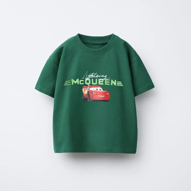 Trendy Tshirt Cartoon Car Printed Short Sleeve Tops New Design Tees Summer Clothes Toddler Pure Cotton T Round Neck Pullovers