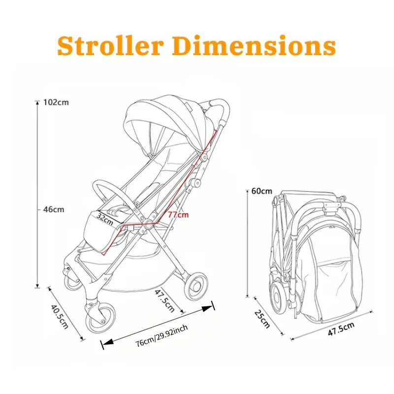 Premium Foldable Baby Pram Adjustable Stroller