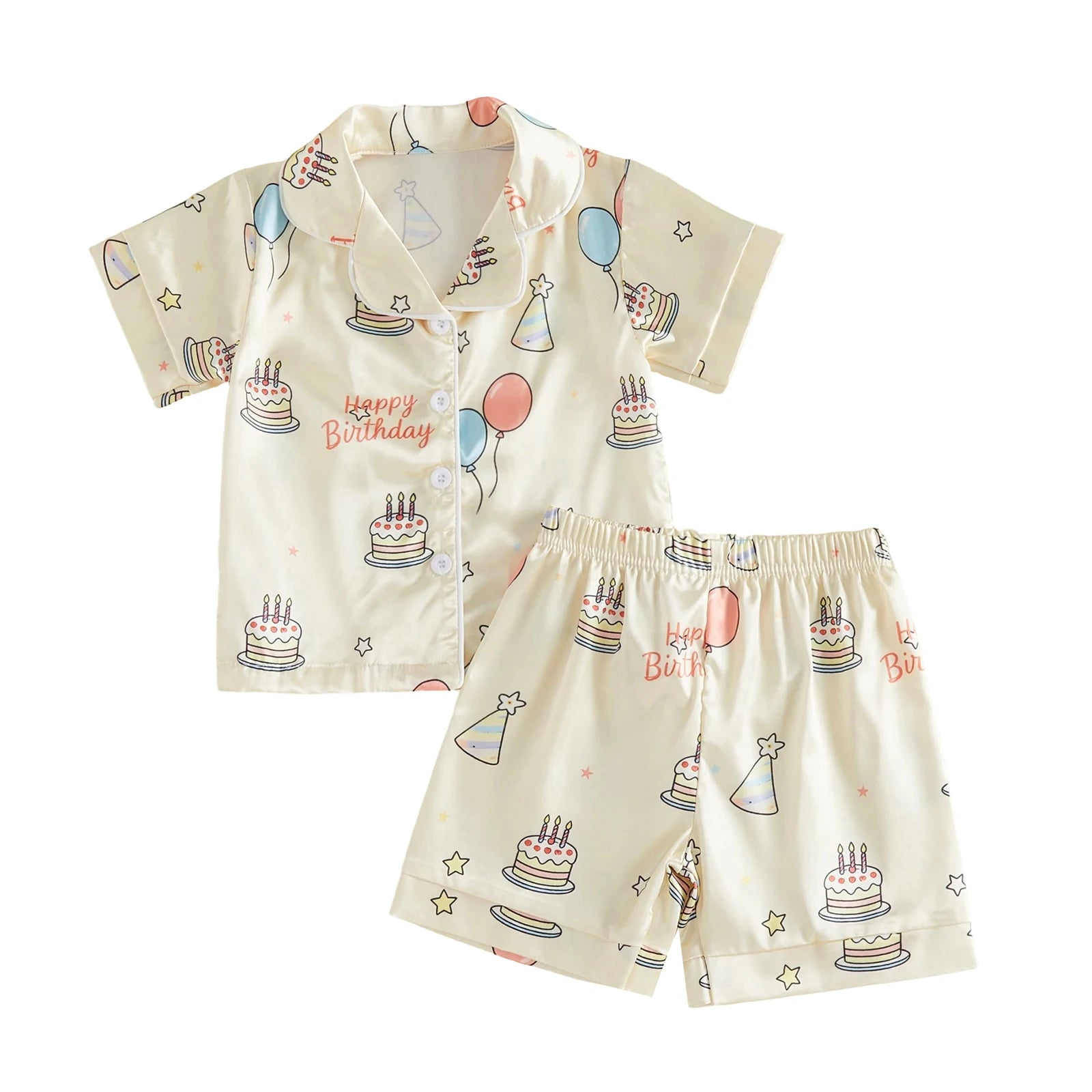 Girls Birthday Satin Pajama Set
