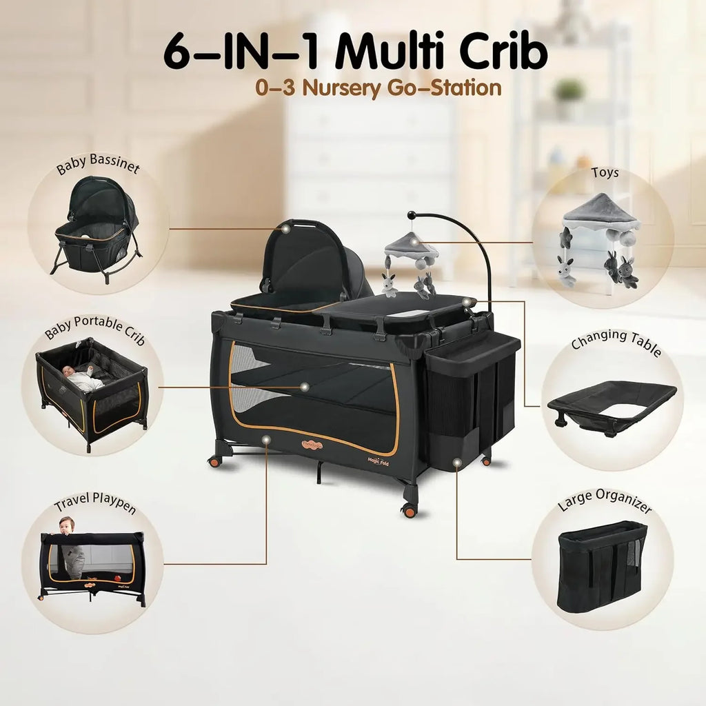 6 in 1 Baby Pack and Play with Bassinet