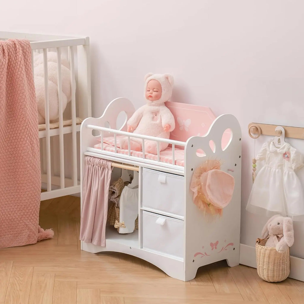 Wooden Baby Crib with Storage Bedding