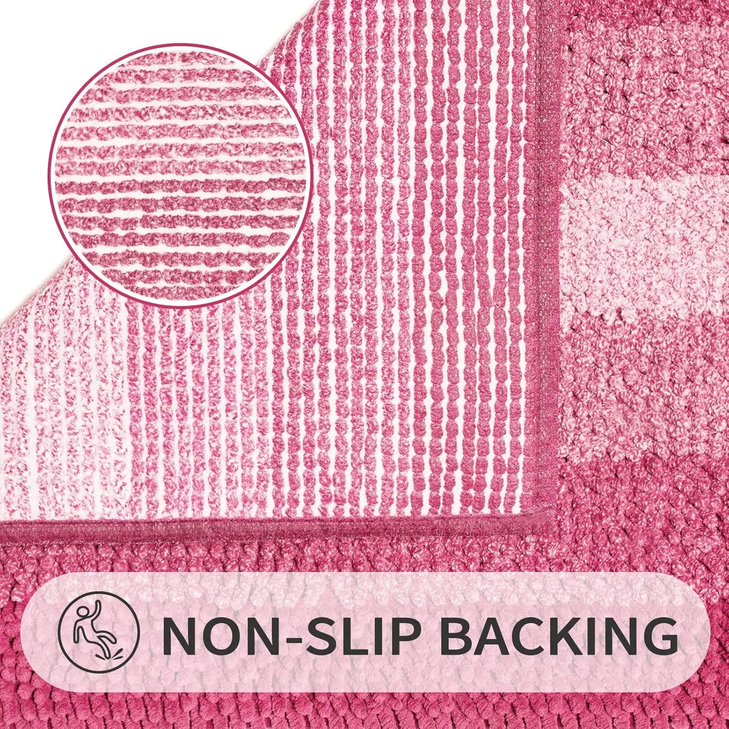 2 Piece Pink Bathroom Rug Set