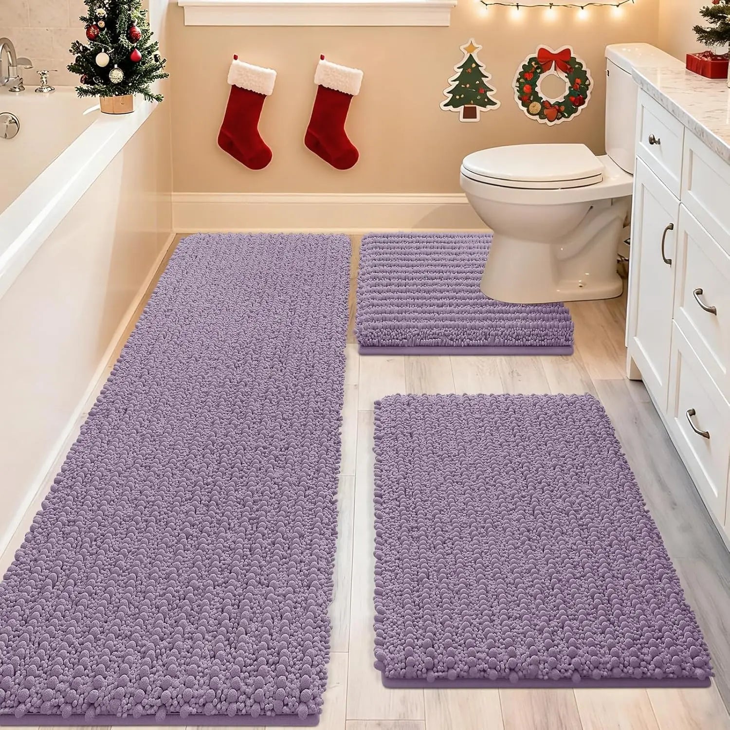 3-Piece Extra Large Lavender Bathroom Rug