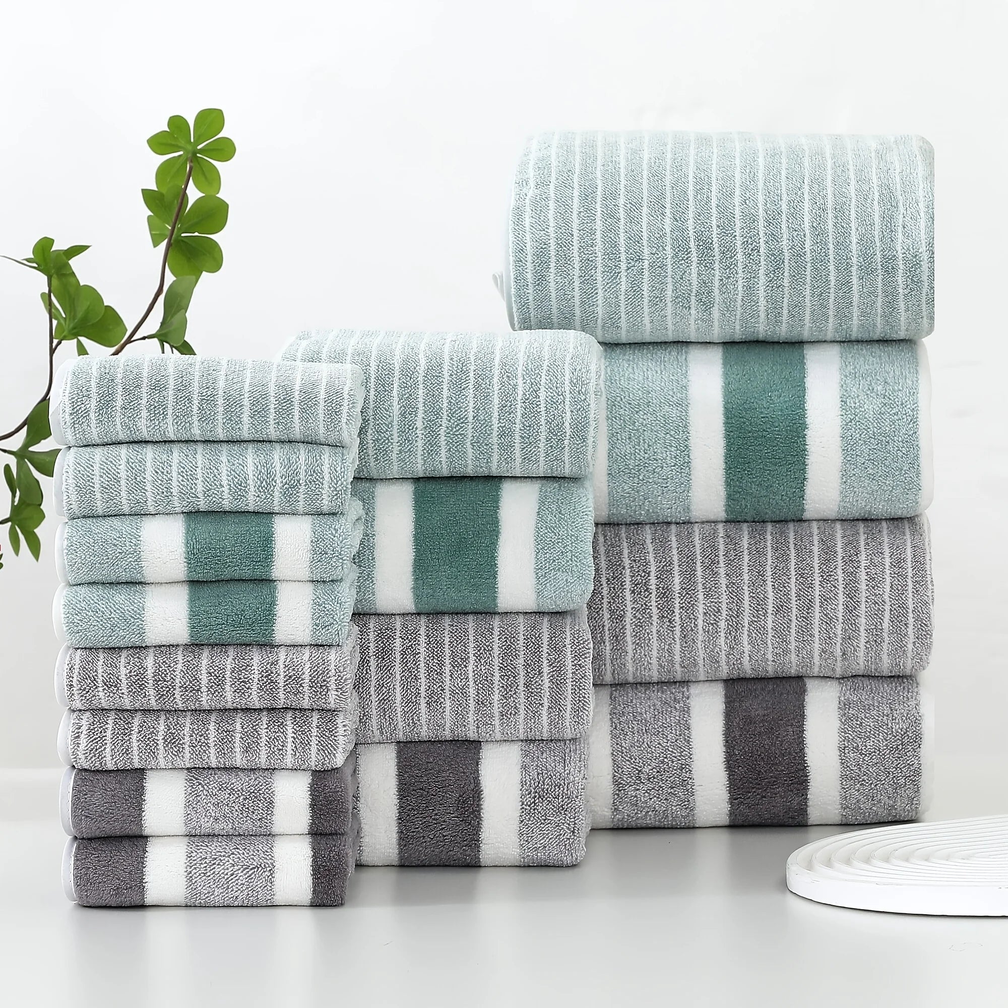 16-Piece Striped Bath Towel Set