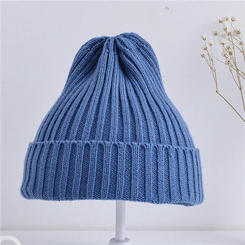 Kids Ribbed Knitted Beanie Hats 6M-4Years