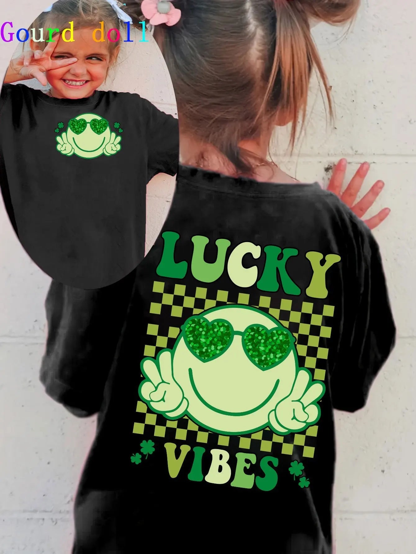 St. Patrick'S Day Lucky Vibes Clover Graphic T-Shirt