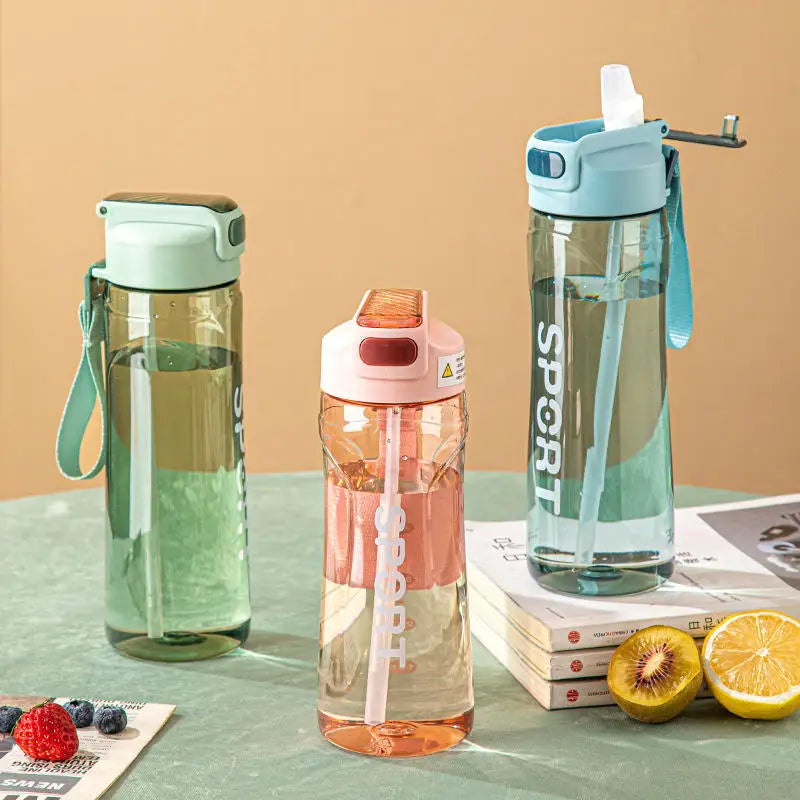 800ml Large Plastic Water Bottle With Straw