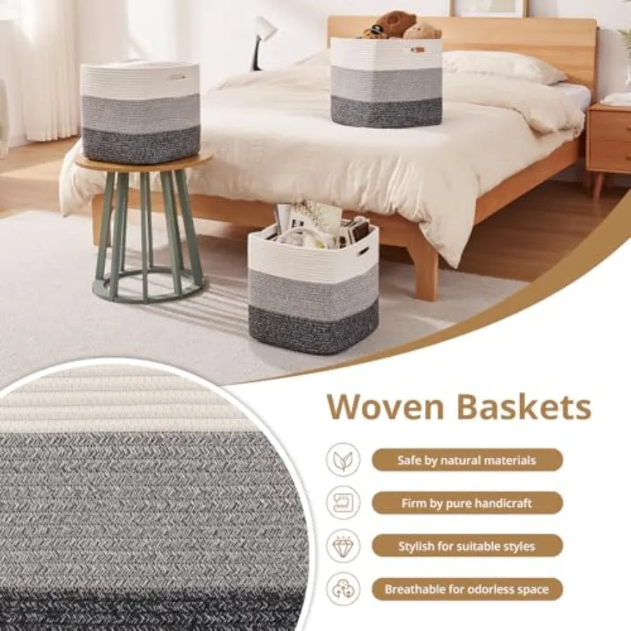 3-Pack Cotton Rope Woven Baskets