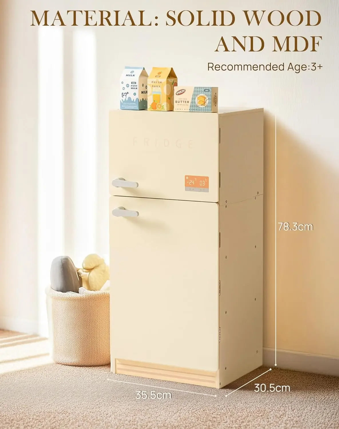 Wooden Toy Fridge Refrigerator Play kitchen