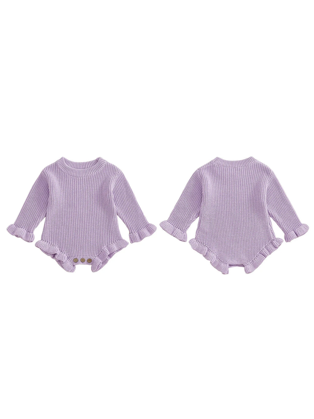 Infant Autumn Knitted Bodysuit with Ruffled Sleeves