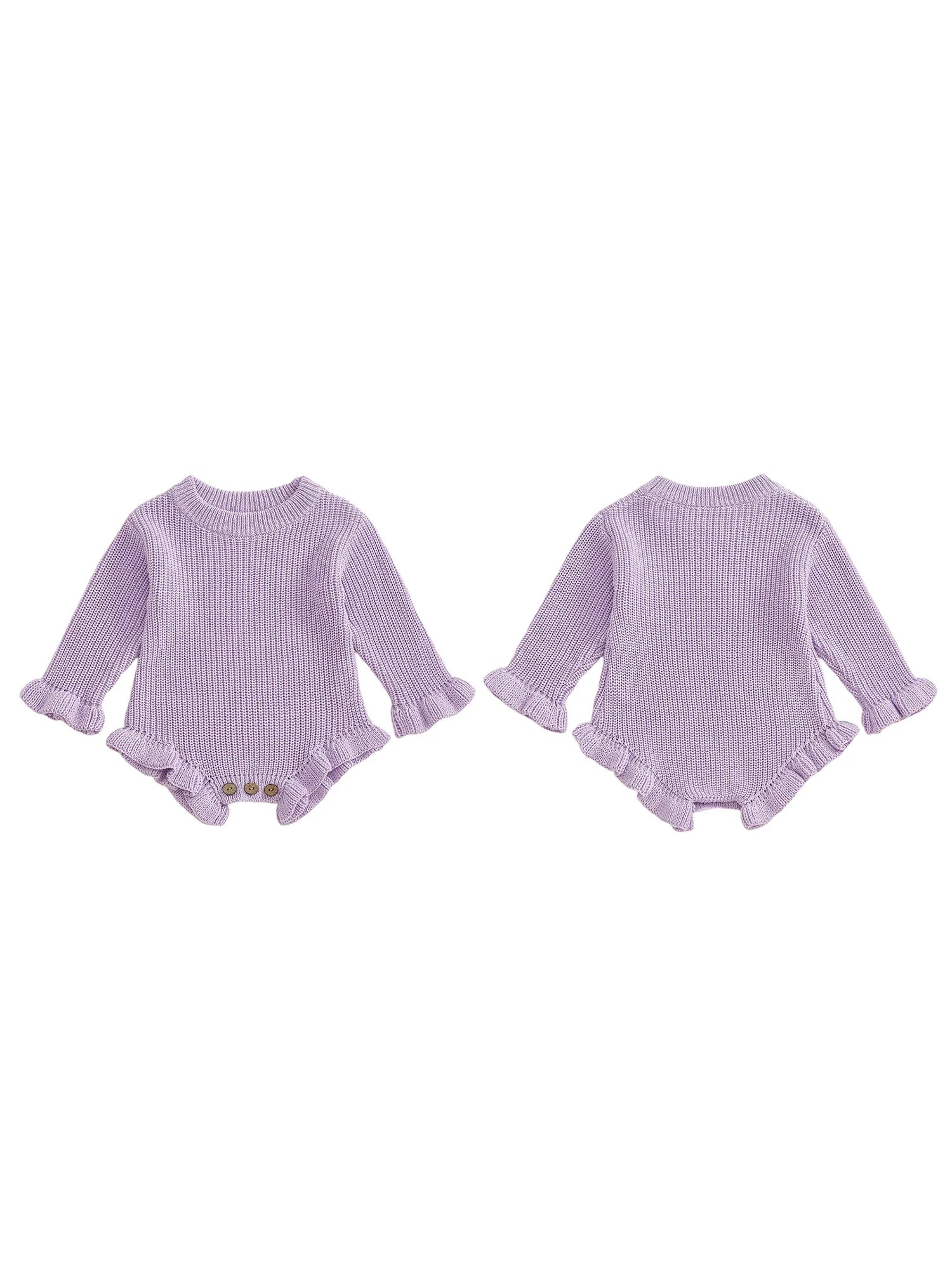 Infant Autumn Knitted Bodysuit with Ruffled Sleeves