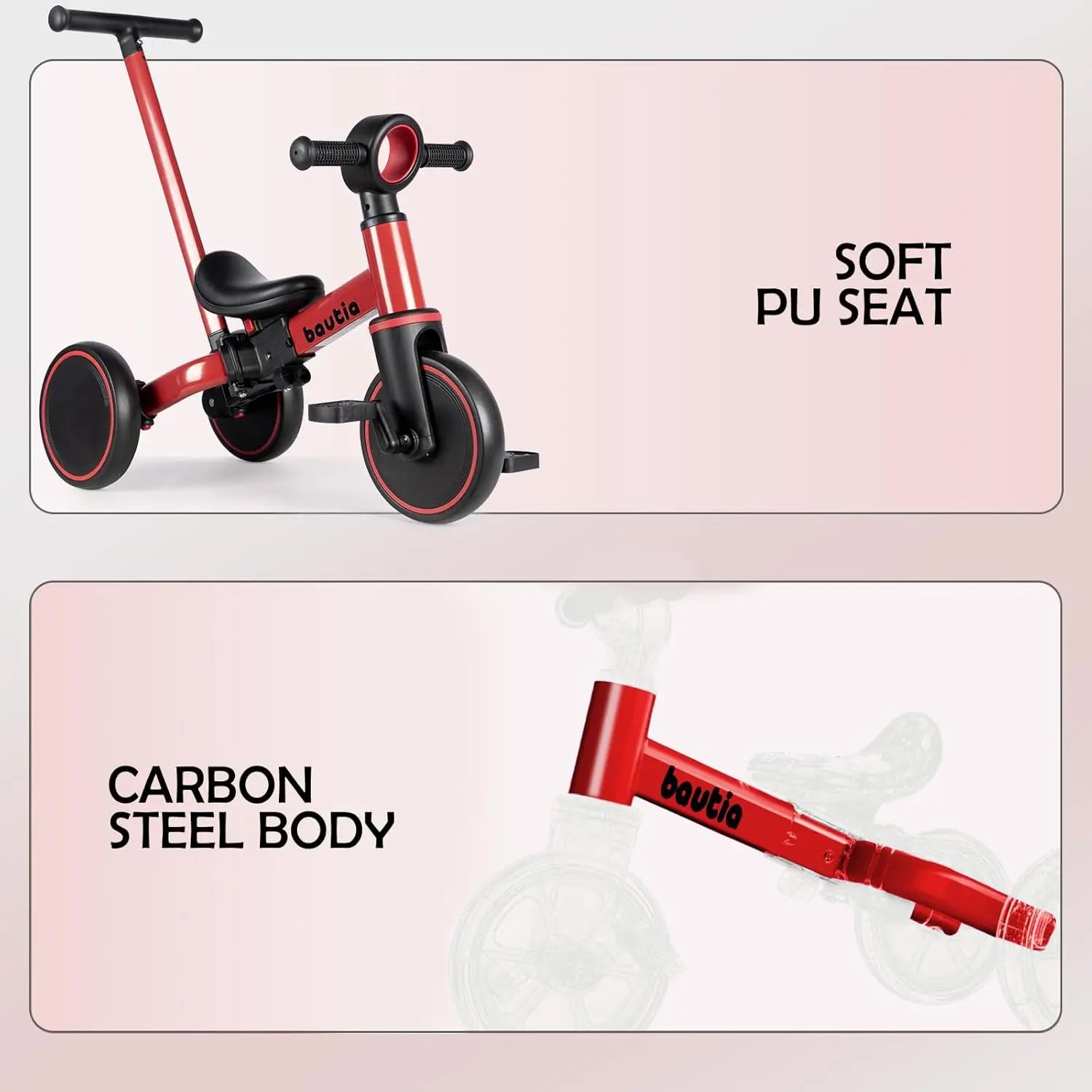 5 in 1 Tricycle for Toddlers with Push Handle