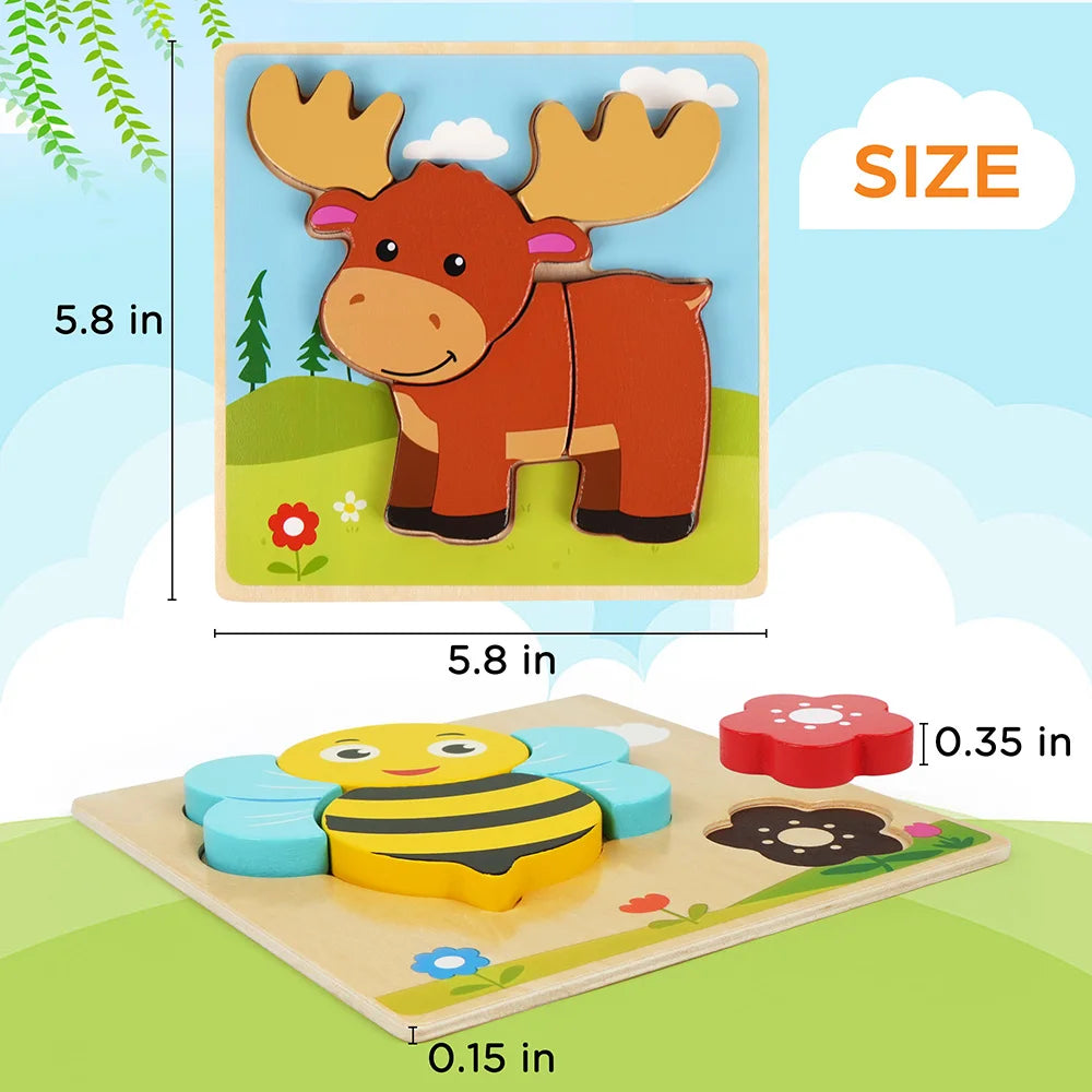 8 Pack Animal Wooden Puzzles
