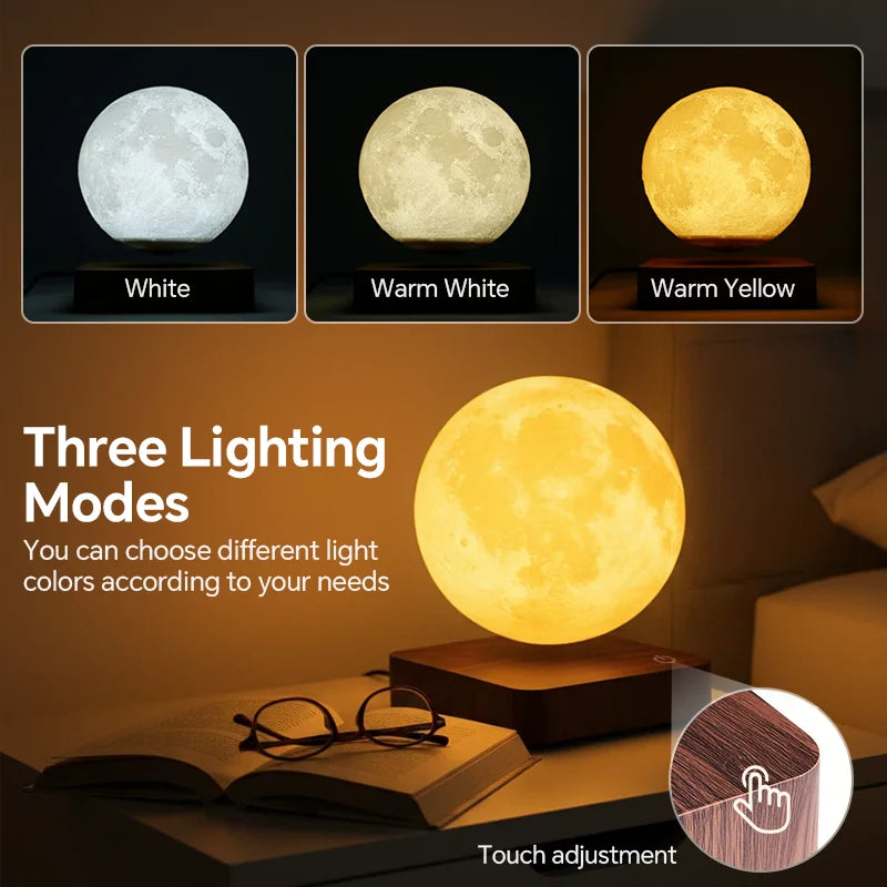 Magnetic Floating Rotating Moon Lamp - Wooden Base