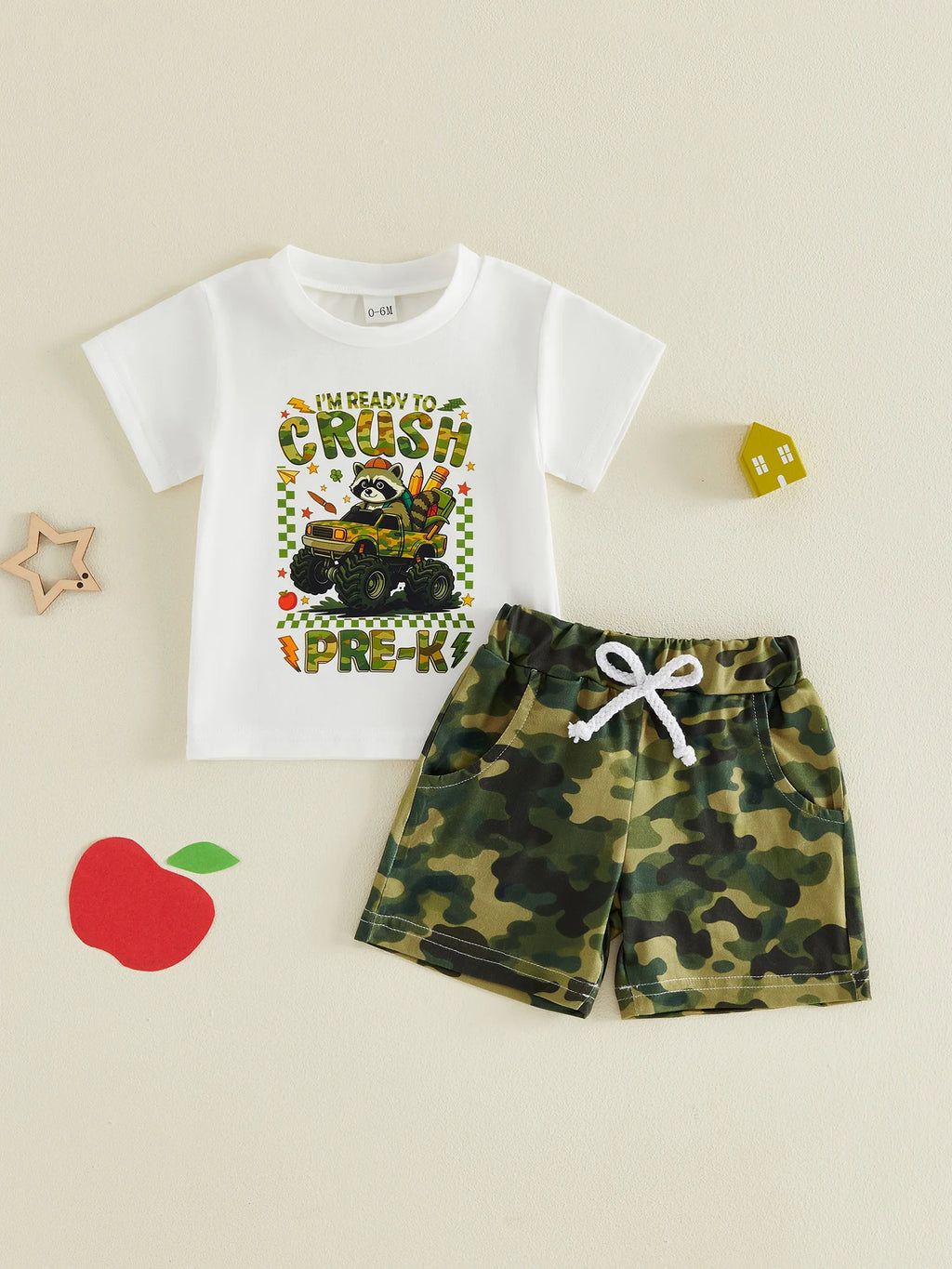 Monster Truck Raccoon T-Shirt + Shorts Set