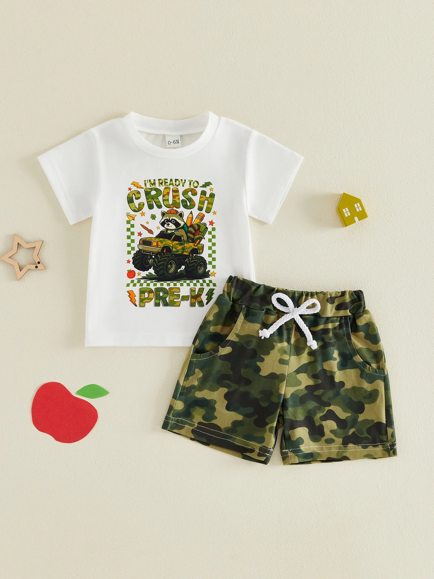 Monster Truck Raccoon T-Shirt + Shorts Set