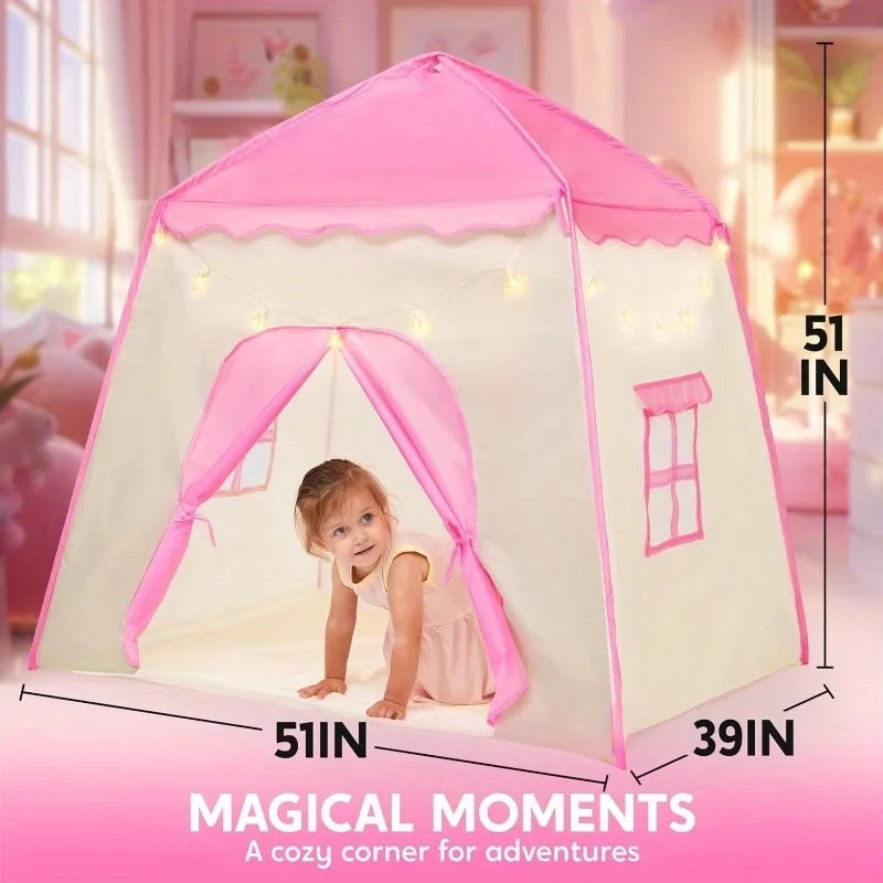 Joyfy Princess Tent With LED Star Lights For Kids Play