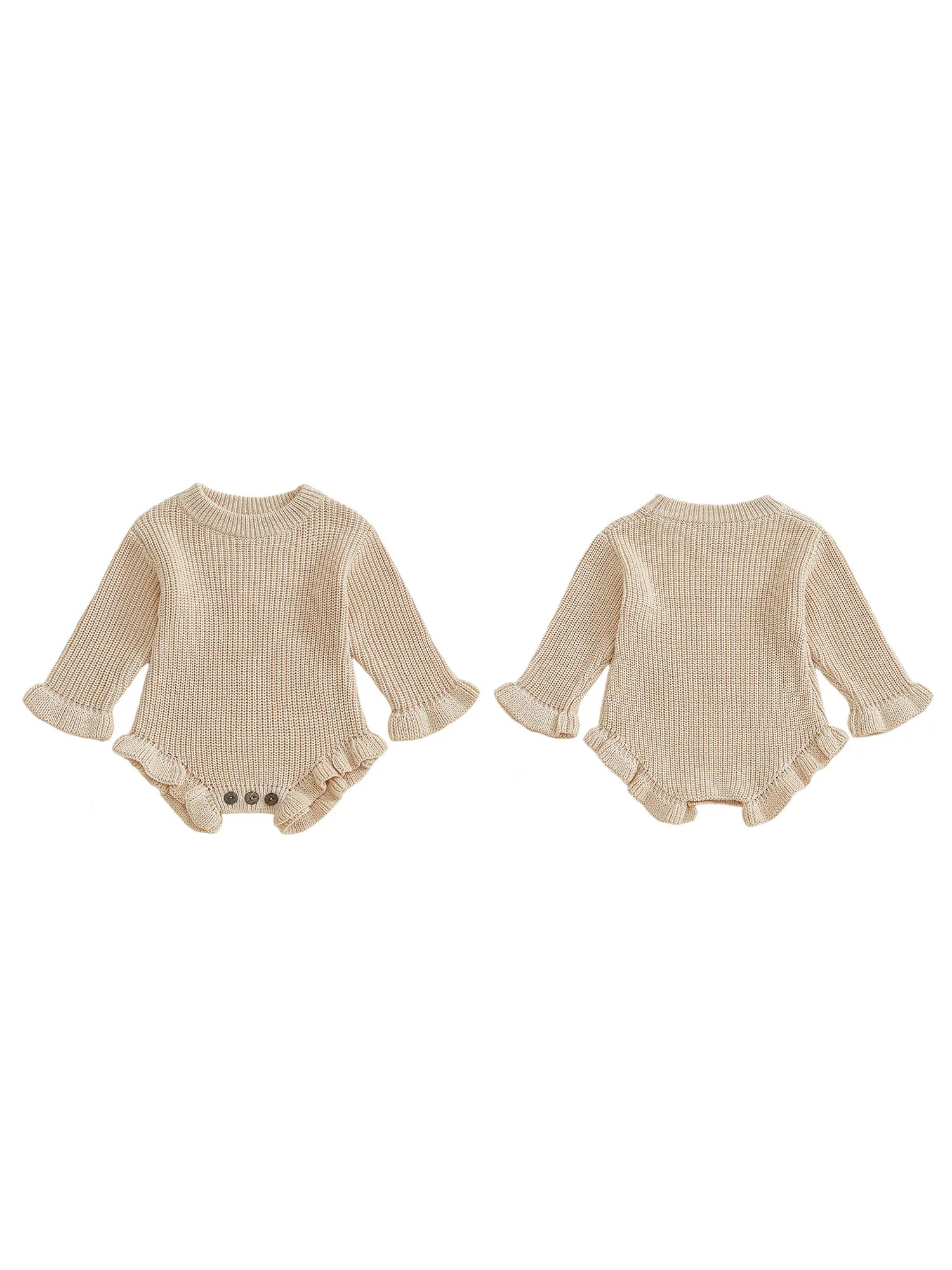 Infant Autumn Knitted Bodysuit with Ruffled Sleeves