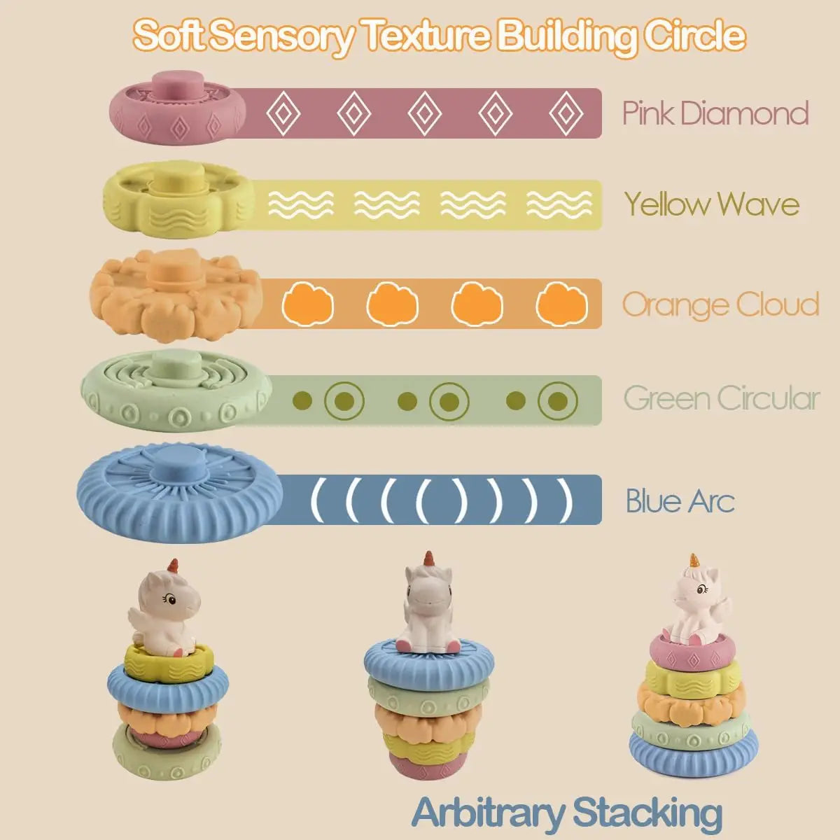 Soft Squeeze Stacking Toys with Pink Horse