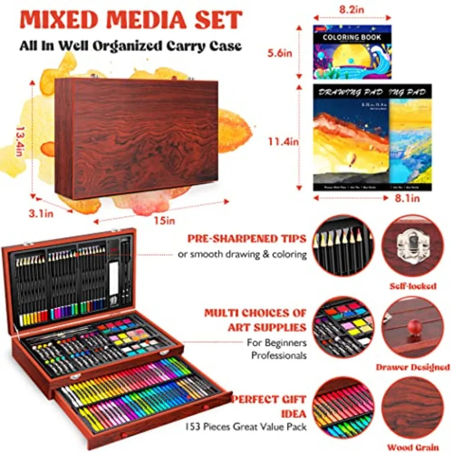 153-Pack Deluxe Art Set - Wooden Case