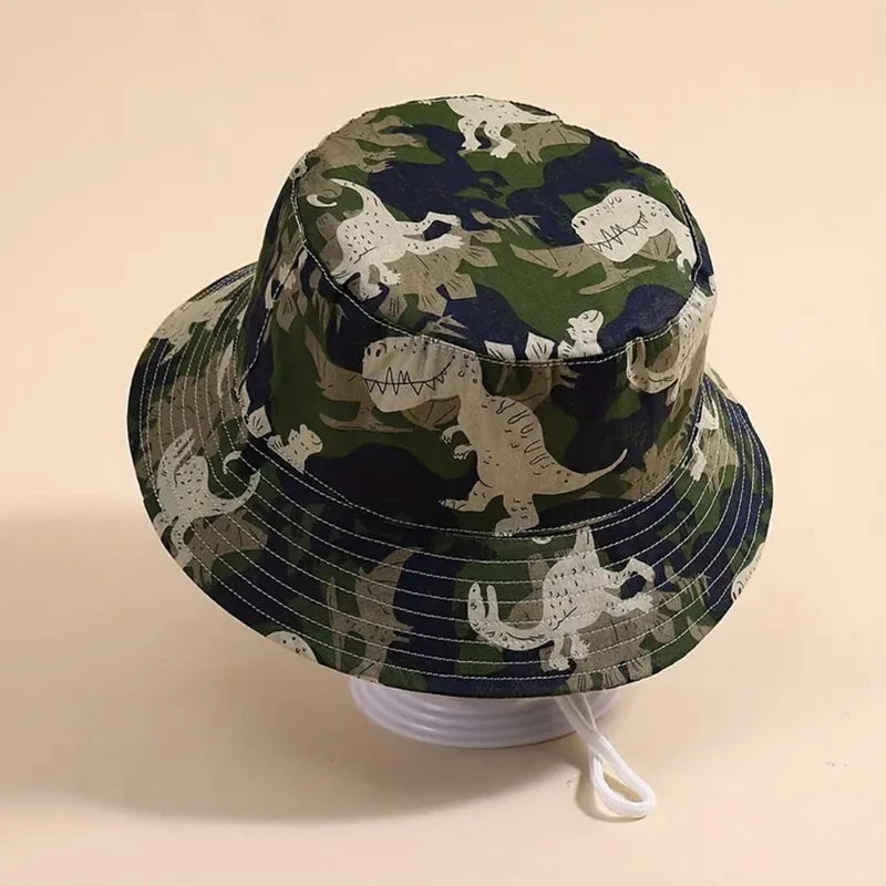 Camouflage Dinosaur Kids Fisherman Hat