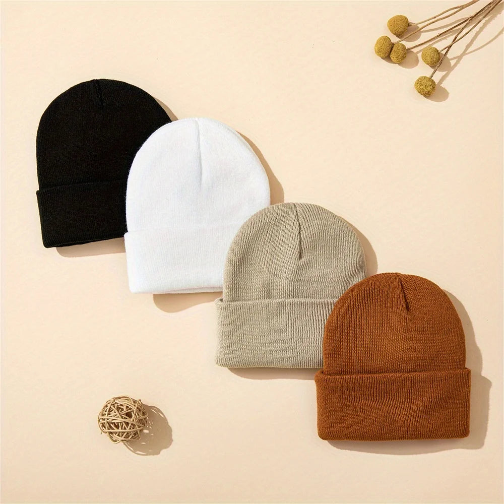 4pcs Baby Hat Knit Cuffed Beanie for Boys and Girls