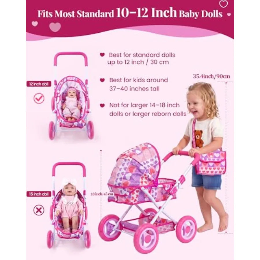 14 Pcs Doll Stroller with Baby Doll