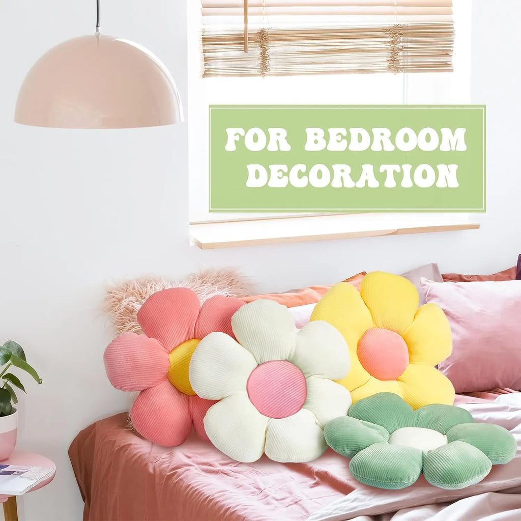 4 Pcs Flower Plush Throw Pillows