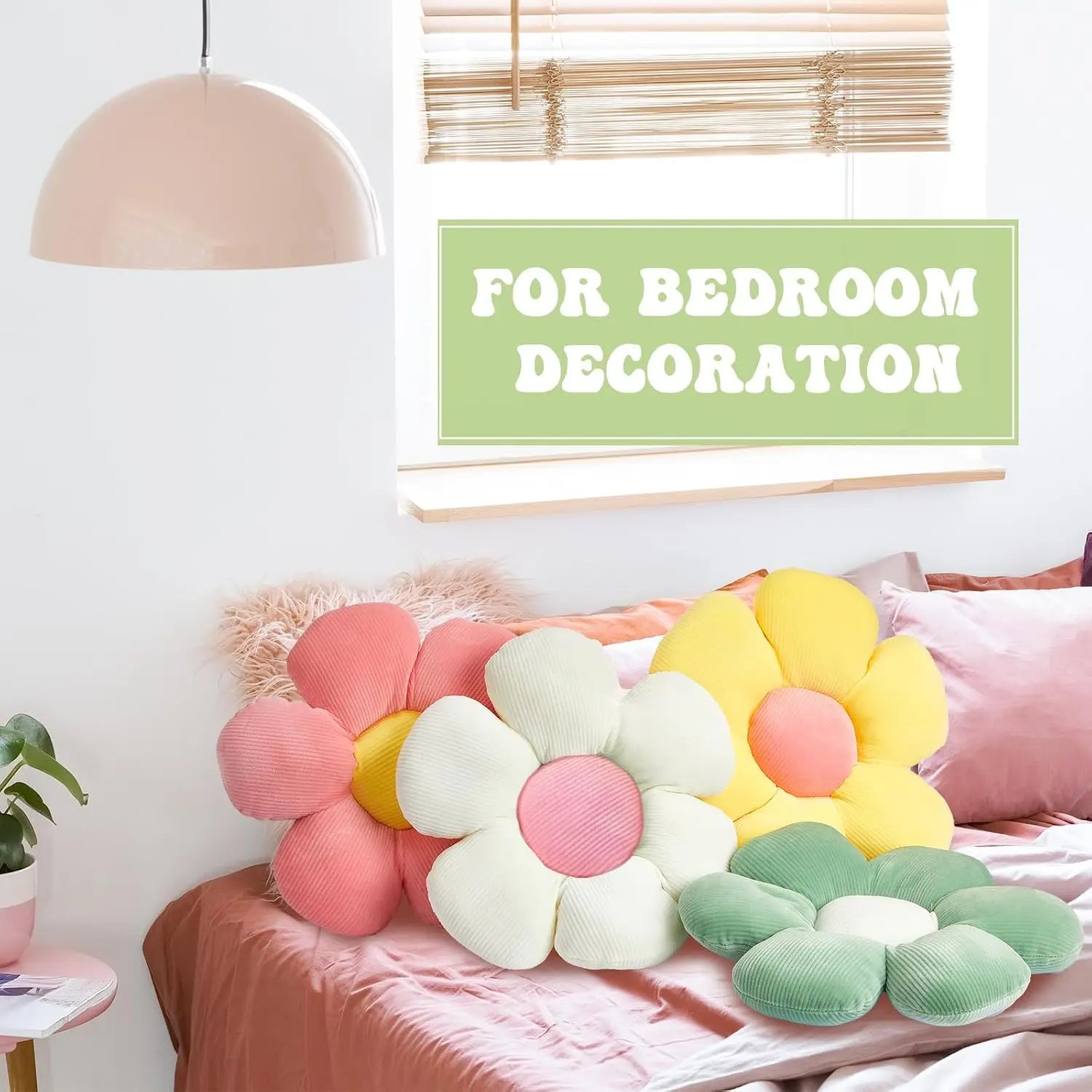 4 Pcs Flower Plush Throw Pillows