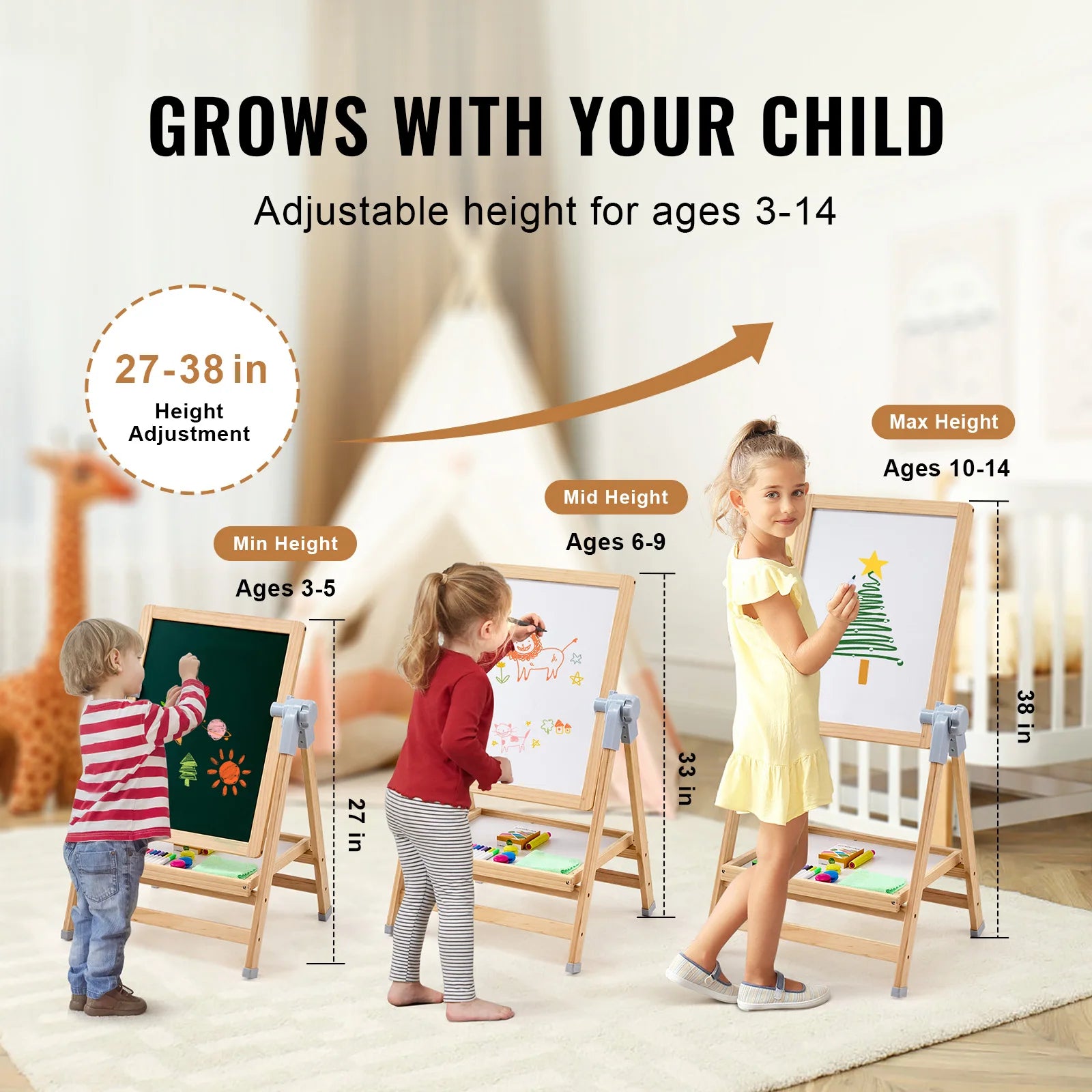 Standing Magnetic Drawing Board with Painting Accessories