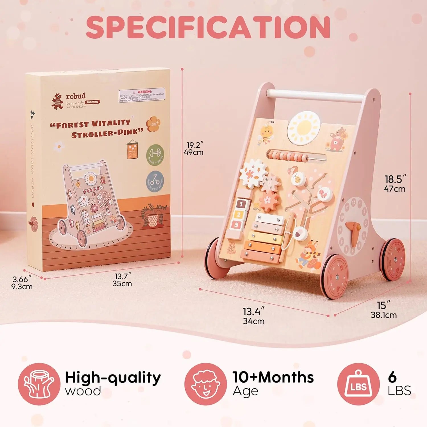 Push Wooden Baby Walker