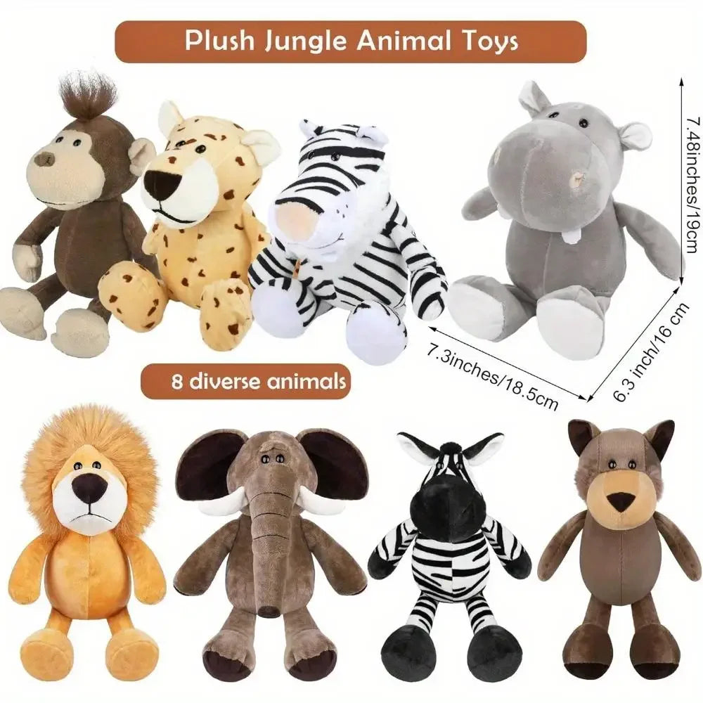 8 Piece Safari Stuffed Animals Plush