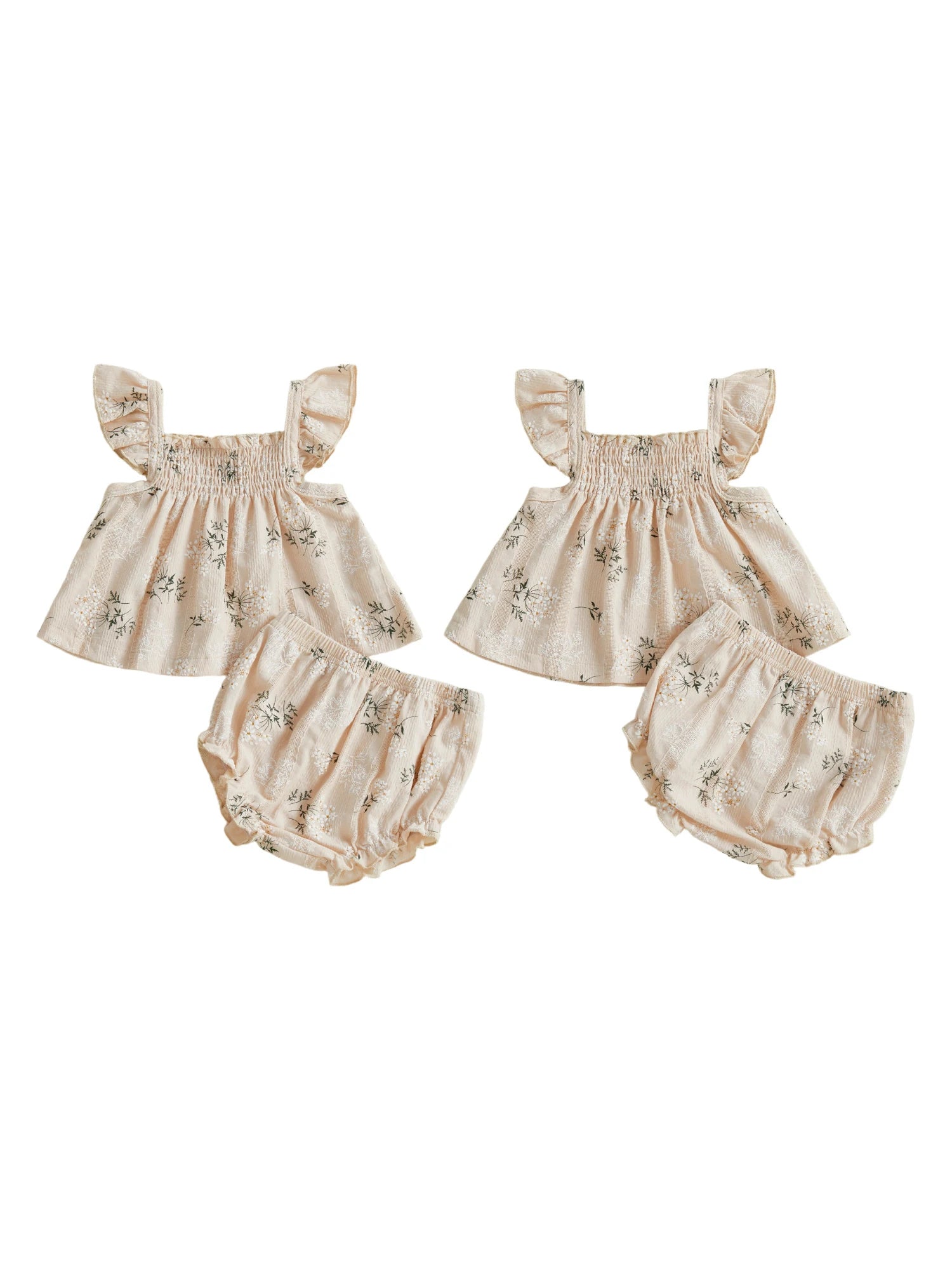 Girl Floral Flutter Sleeve Top and Shorts