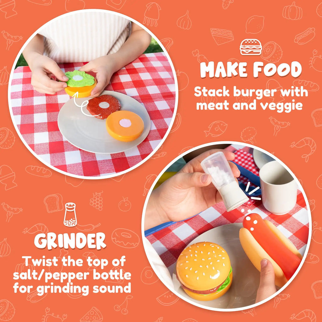 27 Pcs BBQ Grill Pretend Play Food Sets
